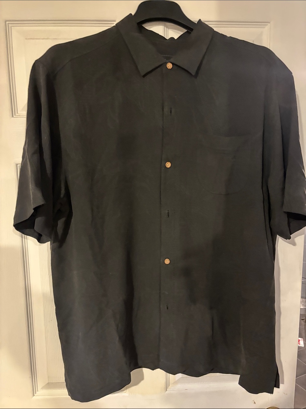 Tommy Bahama Black Short Sleeve Button-Down Camp Shirt